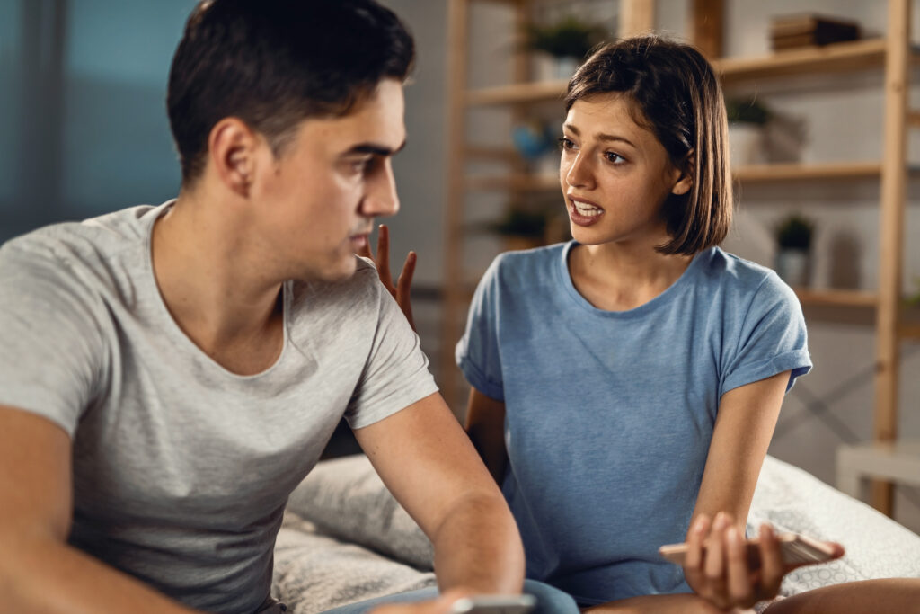 a woman trying to connect with her partner banksying