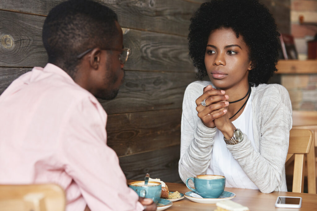 a couple talking about their relationship banksying