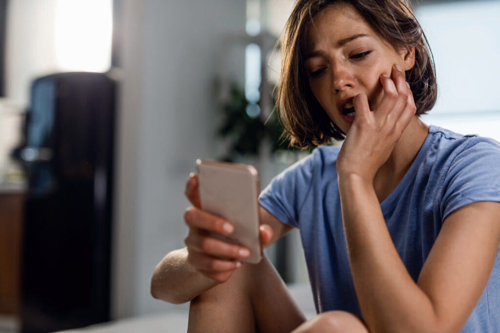 woman worried about texting 988